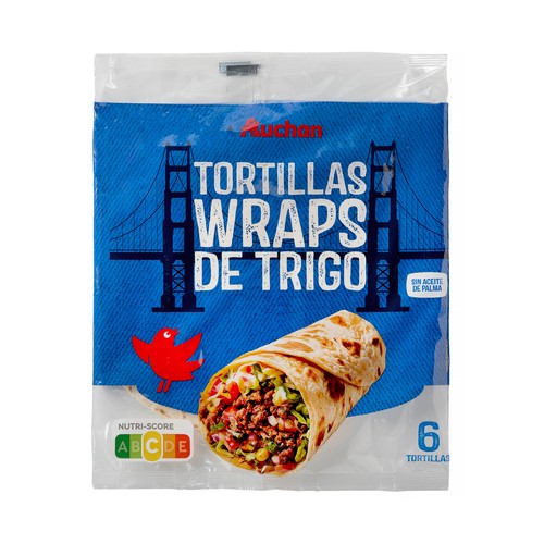 Tortillas de trigo Wraps PRODUCTO ALCAMPO 6 uds 375 g.