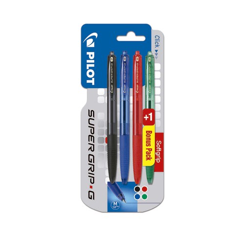 4 bolígrafos Super Grip, varios colores, PILOT.