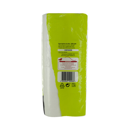 PRODUCTO ALCAMPO Papel higiénico doble capa 24 rollos