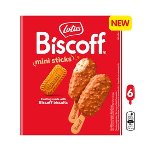 BISCOFF Mini helados de galleta caramelizada, con trozos de galleta caramelizada 6 x 50 ml.