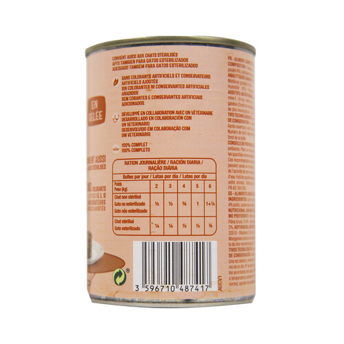 PRODUCTO ALCAMPO Comida húmeda para gatos a base de pollo PRODUCTO ALCAMPO 400 g.