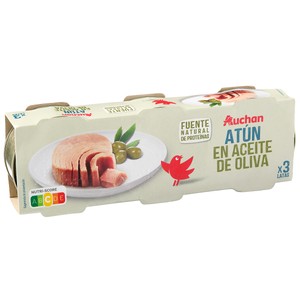 PRODUCTO ALCAMPO Atún en aceite de oliva pack 3 latas de 52 g.