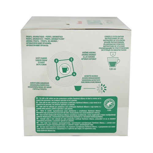 PRODUCTO ALCAMPO Café Lungo intenso, intensidad 5 en cápsulas PRODUCTO ALCAMPO 30 uds. 210 g.