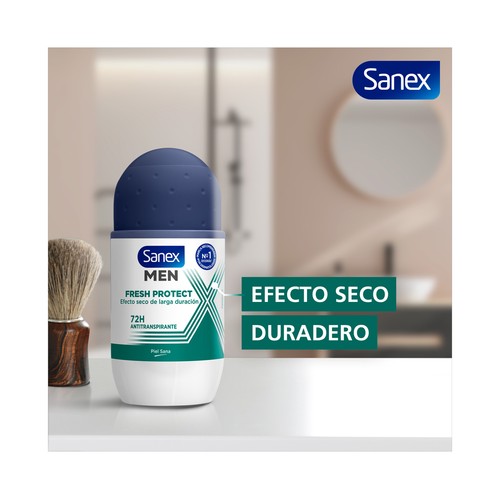 SANEX Men fresh protect Desodorante roll on para hombre antitranspirante hasta 72 horas 50 ml.