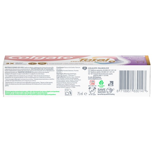 COLGATE Total Prevención acitva + Pasta de dientes que ayuda a prevenir la irritación y recesión de las encias 75 ml.