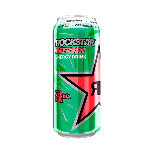 Bebida energética sabor sandía y kiwi ROCKSTAR 500 ml.