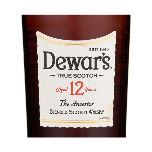 DEWARS Whisky blended escocés 12 botella 75 cl.