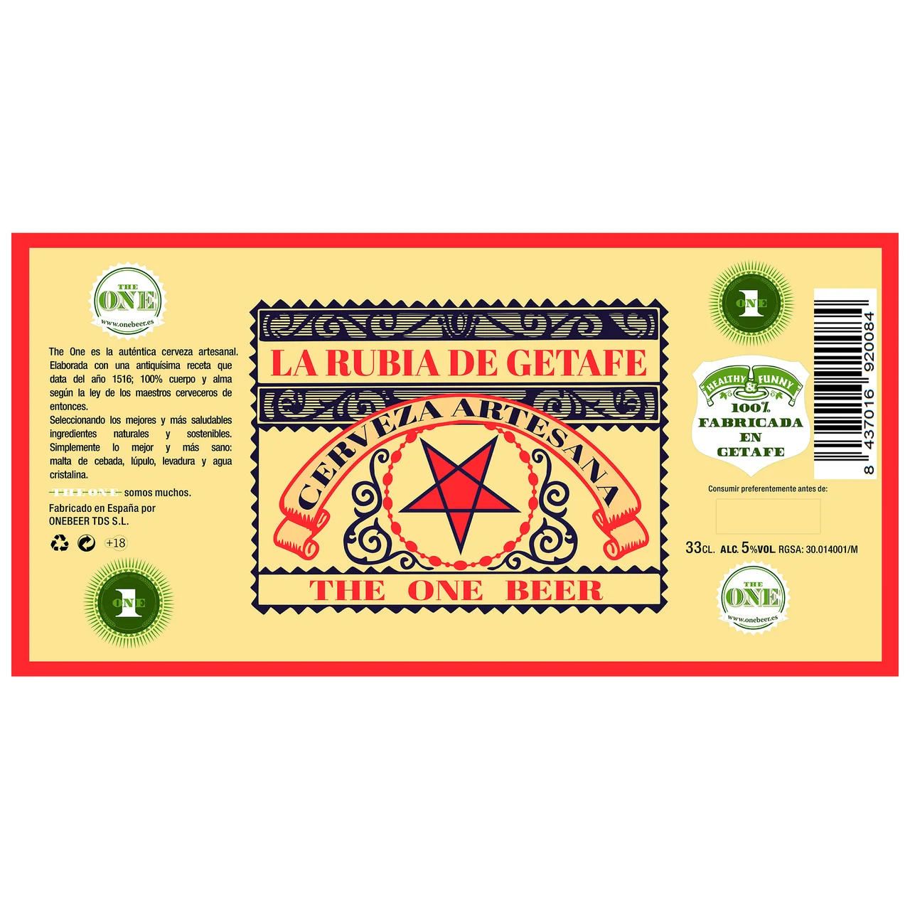 Cerveza artesana La Rubia de Getafe 33 cl.