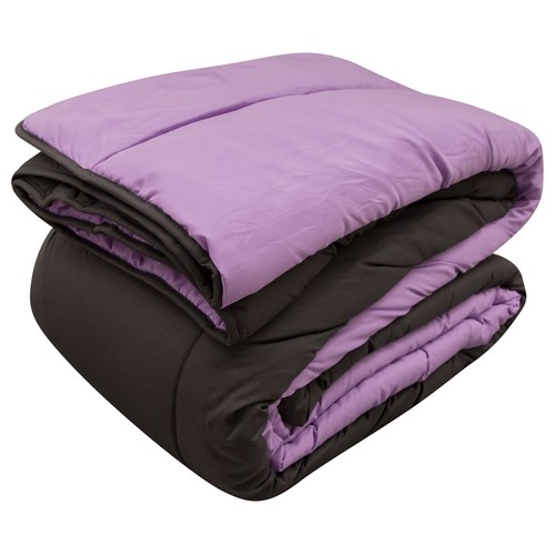 Relleno nórdico bicolor antiácaros para cama de 150cm, 300g/m². SAVEL, color gris y morado.