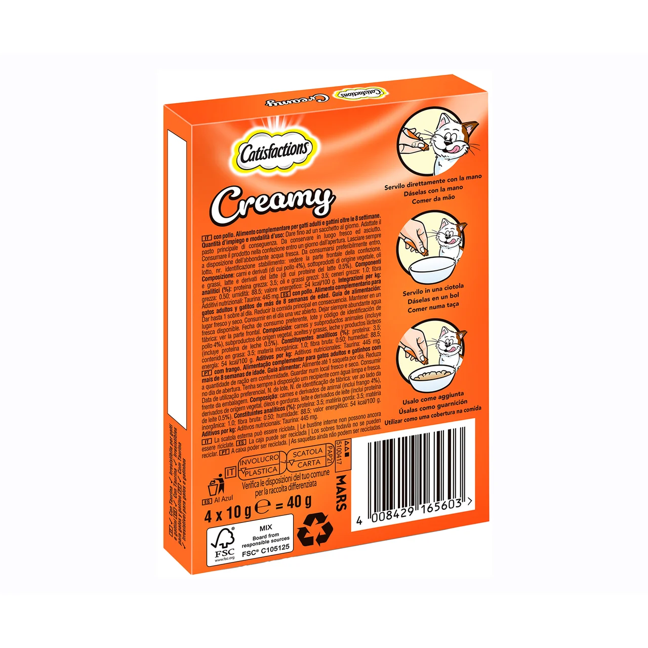 Snacks de gato pollo 4 x 10 gr.