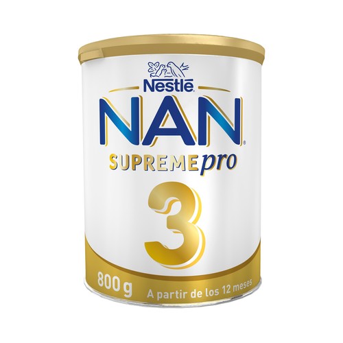 NAN Supeme pro Leche (3) de crecimiento, sin aceite de palma, a partir de 12 meses 800 g.