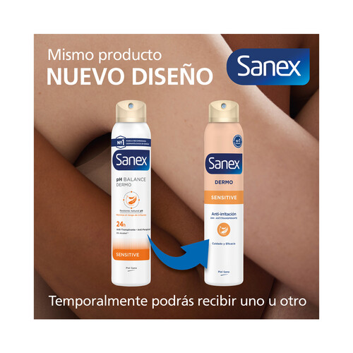 SANEX Dermo sensitive Desodorante en spray para mujer con protección anti transpirante hasta 24 horas 200 ml.