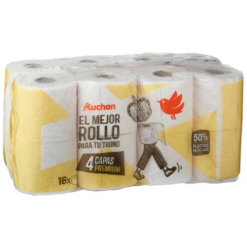 PRODUCTO ALCAMPO Papel higiénico premium 4 capas 16 rollos.