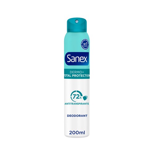 SANEX Dermo+ total protection Desodorante en spray para mujer, antitranspirante hasta 72 horas 200 ml.