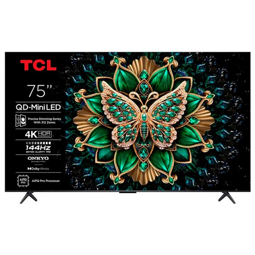 Televisión 189cm (75") MINI LED TCL 75C6K,4K,Ultra HD, SMART TV, WIFI, BLUETOOTH, USB reproductor, 4HDMI, 144HZ