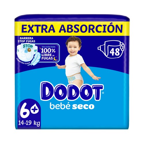 DODOT Bebé-seco Pañales talla 6+ (14 - 19 kg) 48 uds.
