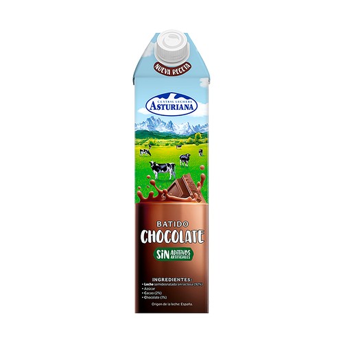 Batido de chocolate, elaborado sin aditivos artificiales CENTRAL LECHERA ASTURIANA 1 l.