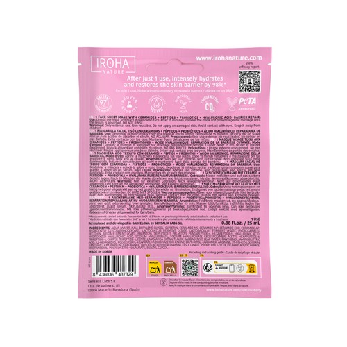IROHA NATURE Mascarilla facial nutritiva y reparadora.