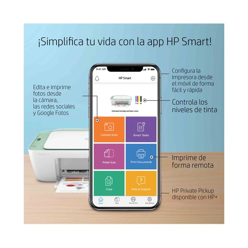 Impresora multifunción tinta HP DeskJet 2722e 26K69B, WiFi, USB, 6 meses impresión Instant Ink.