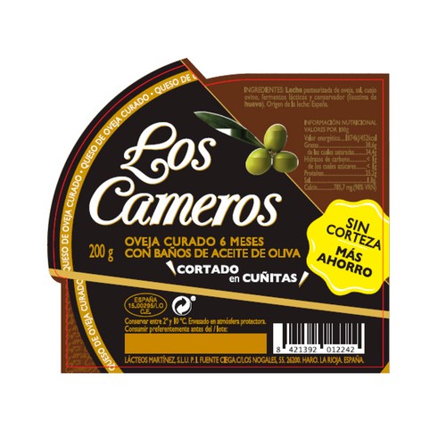 LOS CAMEROS Queso oveja curado en cuñitas LOS CAMEROS 200 g.