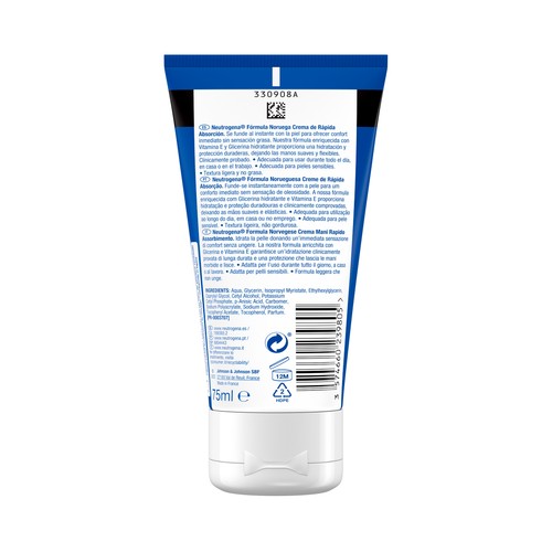 NEUTRÓGENA Crema de manos fórmula noruega, de textura ligera y rápida absorción, para manos agrietadas y secas 75 ml.