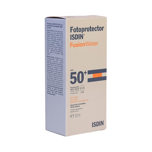 ISDIN Protector solar con tacto sedoso y factor de protección 50+ (muy alto) ISDIN Fusion water 50 ml.