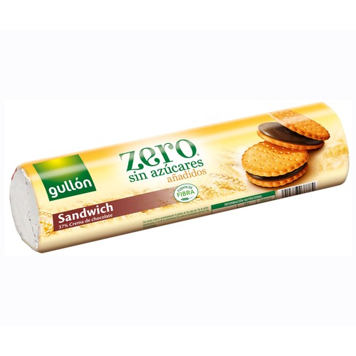 GULLÓN Zero Galleta sándwich rellena de crema de chocolate sin azúcares añadidos 250 g.