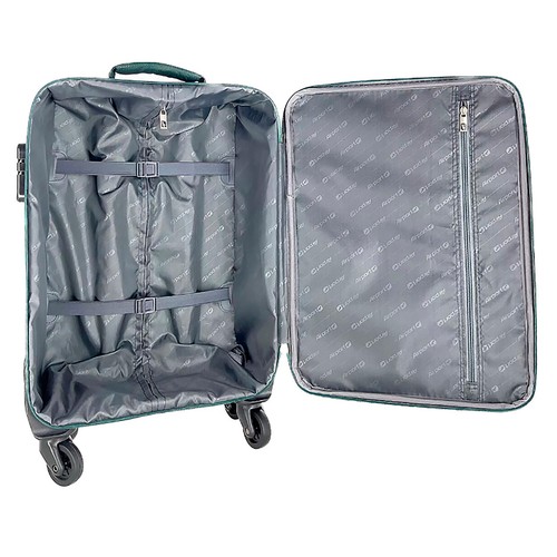 Maleta cabina tipo trolley flexible de 55 cm, 4 ruedas, color verde, ALCAMPO.