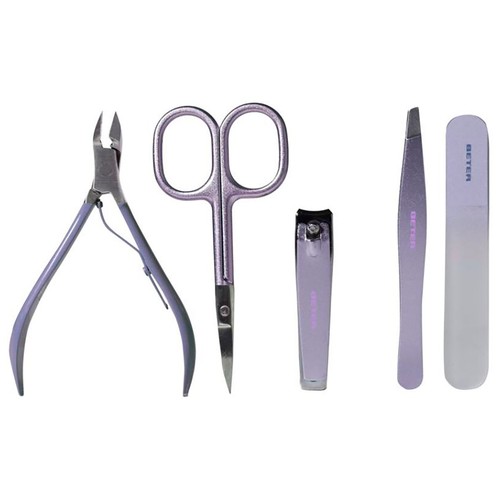 BETER Glazed collection Neceser transparente con asa y kit de manicura.