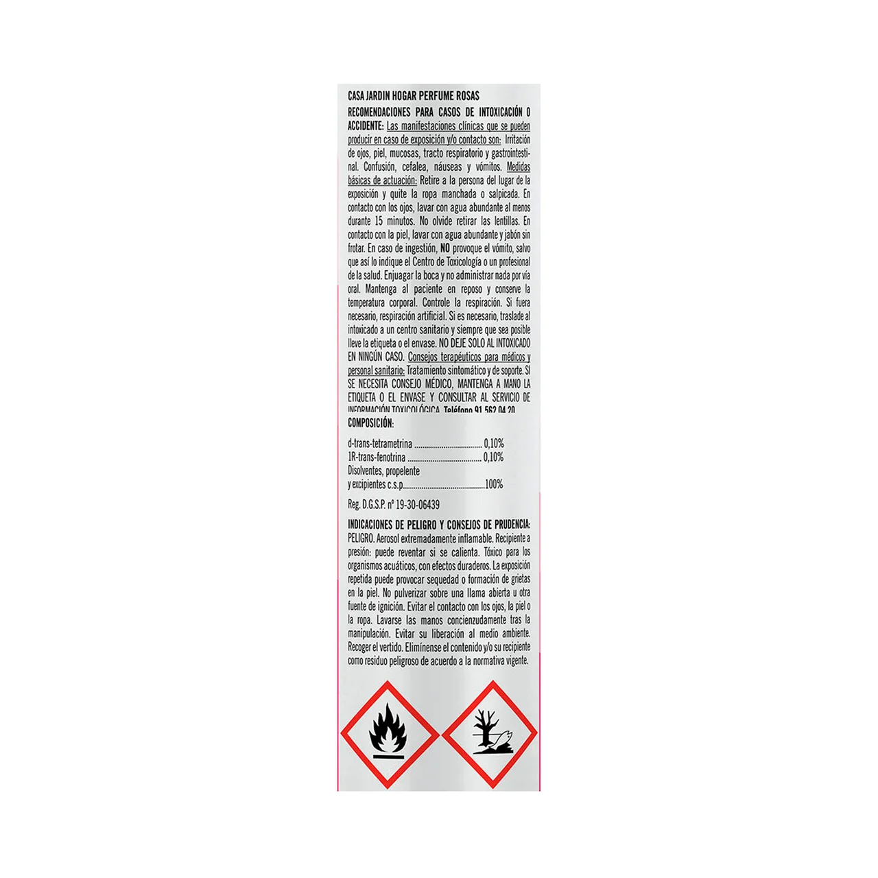 Insecticida aerosol con olor a rosas 600 ml.