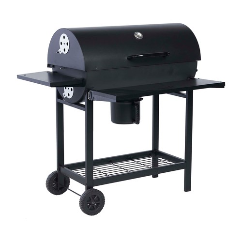Barbacoa de carbón rectangular con ruedas y mesa lateral, 108x70x103cm GARDEN STAR ALCAMPO.
