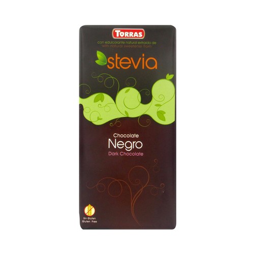 Chocolate negro 60% con edulcorante natural extraido de Stevia TORRAS 100 gr,