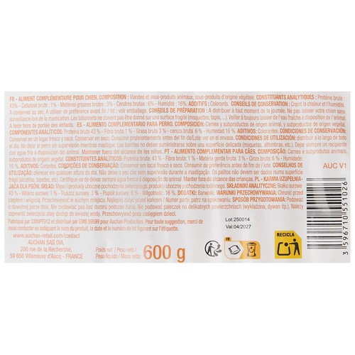 PRODUCTO ALCAMPO Barritas aglomeradas para perros 600g.