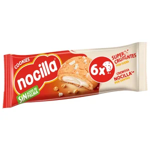 NOCILLA Cookies Galletas con confiteria de cacao, rellenas con crema leche con avellanas 6 uds. 20 g.