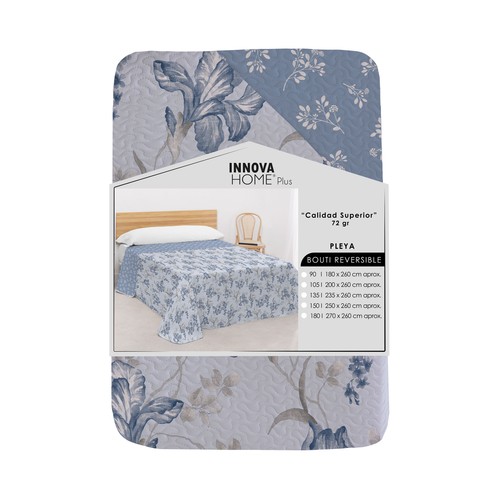 Colcha bouti estampado pleya 90cm azul. INNOVA HOME.