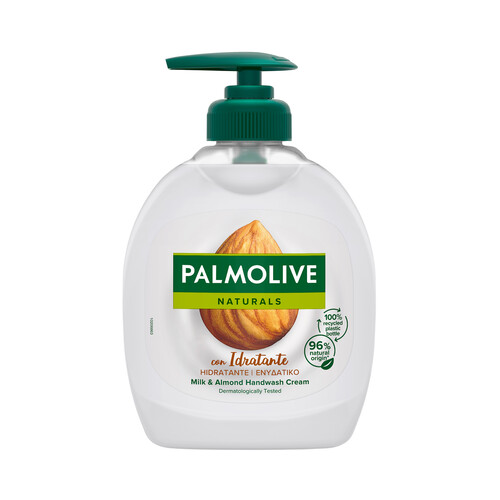 PALMOLIVE Jabón hidratante de manos líquido sin jabón, enriquecido con leche y almendras PALMOLIVE Naturals 300 ml.