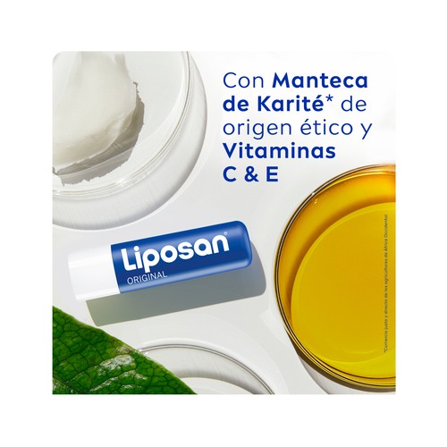 LIPOSAN Original Protector (bálsamo) labial hidratante, con ingredientes 100% naturales.