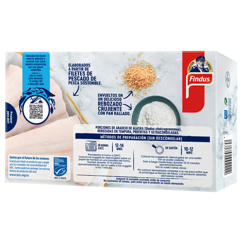 FINDUS Nuggets de pescado procedente de pesca sostenible (MSC) con empanado extracrujiente FINDUS 10 uds.