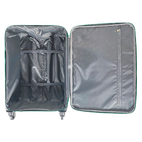 Maleta mediana tipo trolley flexible de 65 cm, 4 ruedas, color verde, ALCAMPO.