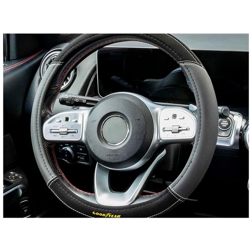 Funda de volante, tamaño universal 37-39cm,  color negro y gris, GOODYEAR
