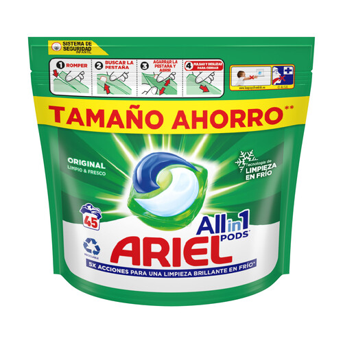 Detergente en cápsulas para lavadora ARIEL ORIGINAL 45 ds.