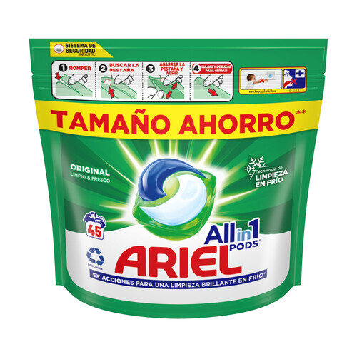 ARIEL Detergente en cápsulas para lavadora ARIEL ORIGINAL 45 ds.