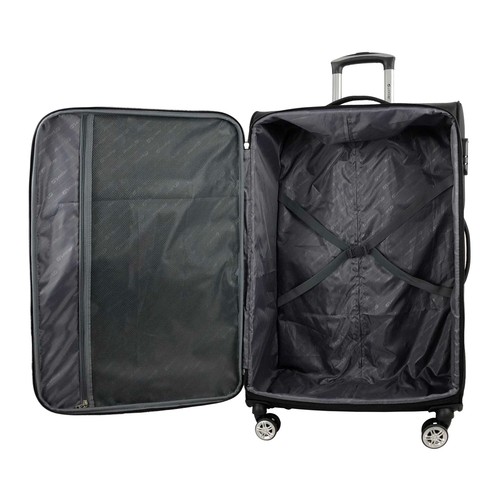 Maleta de cabina soft de 55 cm color negro y 8 ruedas, AIRPORT ALCAMPO.