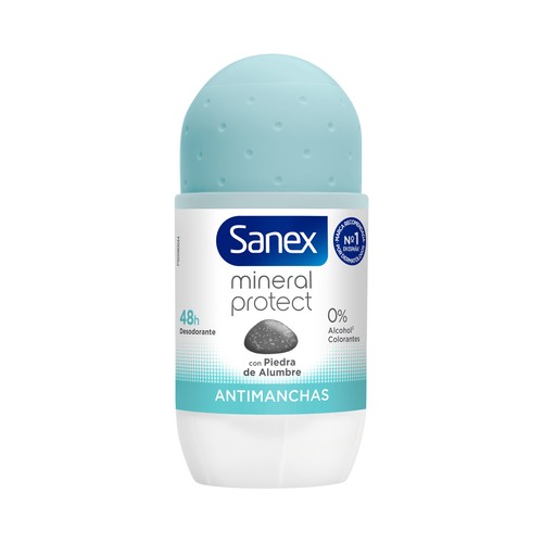 SANEX Mineral protect Desodorante para mujer en roll-on con acción anti manchas 50 ml.