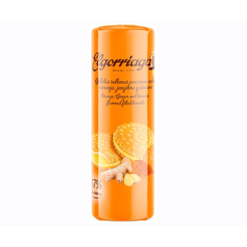 ELGORRIAGA Galletas rellenas de naranja,jengibre y cúrcuma 240 g.