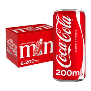 COCA COLA Sabor Original Refresco de cola pack 6 mini latas 20 cl.