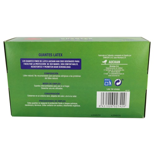 PRODUCTO ALCAMPO Guantes de látex talla única PRODUCTO ALCAMPO 100 uds.