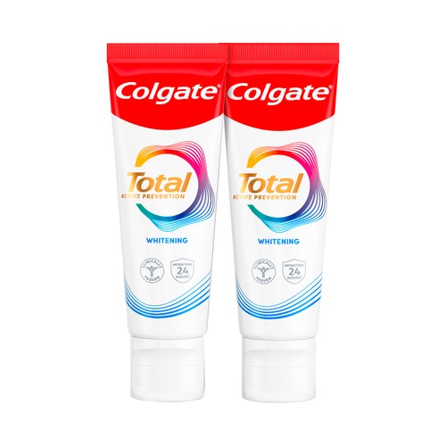 COLGATE Total prevención activa blanqueadora Pasta de dientes con acción blanqueante 2 x 75 ml.