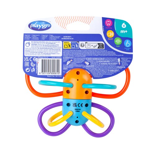 Sonajero mariposa de dentición con sonido para bebé PLAYGRO.