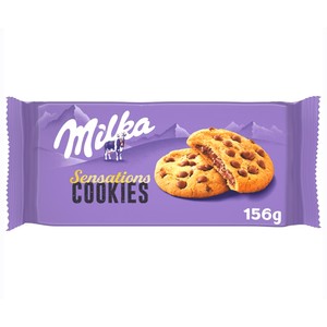 Imagen de MILKA Sensations galleta con Pepitas de Chocolate y Relleno de Chocolate con Leche de los Alpes paquete 156 g.